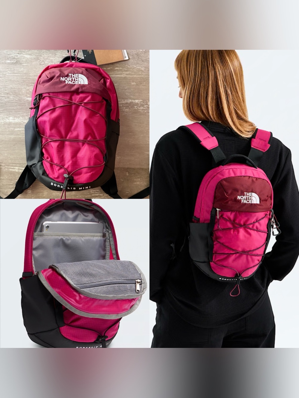 The North Face Borealis Mini Backpack in Lali Guran pink black NEW 10L